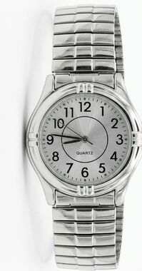 ​Puritan Men’s Silver Tone Watch PUR60471W Sunray Dial Stretch Band